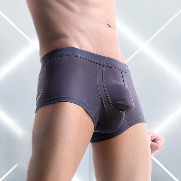 

underpants men's modal separation u-convex boxer briefs fashion solid breathable physiological underwear shorts panties, Black;white