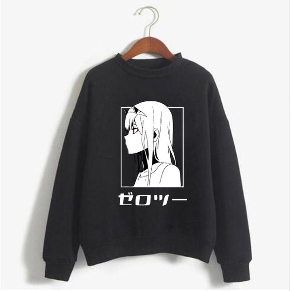 

women's hoodies & sweatshirts 2021 anime darling in the franxx men women zero two hoodie, Black