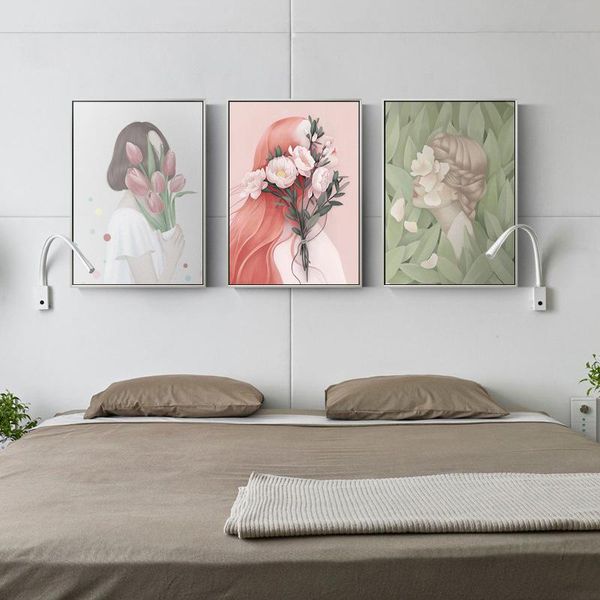 

paintings nordic small fresh hand-painted flower beauty green plant illustration wall art canvas painting print poster for living room