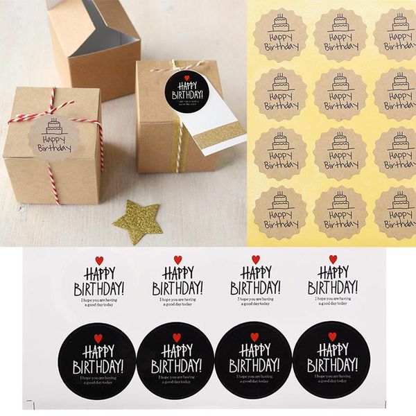 

gift wrap 30pcs-60pcs happy birthday adhesive kraft seal sticker for baking label stickers funny diy tags decoration