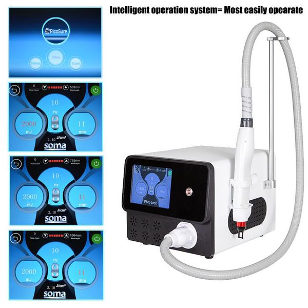 

profession 4 wavelength picosecond laser tattoo removal machine spot freckle removal beauty equipment for clinic spa use, Black