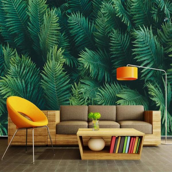 

wallpapers drop custom 3d mural wallpaper tropical forest banana leaves po murals living room cafe background wall paper
