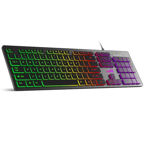 

keyboards wired 104 keys silent gaming keyboard rgb backlit for lappc gamer