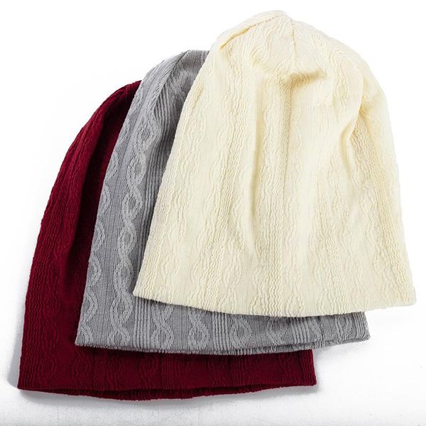

beanies special stripe design cotton knitted casual solid color hat caps outdoor daily woman men cap