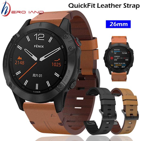

26mm watchband strap for garmin fenix 5x 5xplus 3 3hr 6x mk1 watch quick release band leather easy fit wristband for fenix 6xpro h0915, Silver