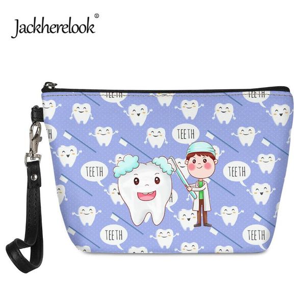 

cosmetic bags & cases jackherelook cute dentist tooth print bag womens make up leather everyday for lady girls small moneybag