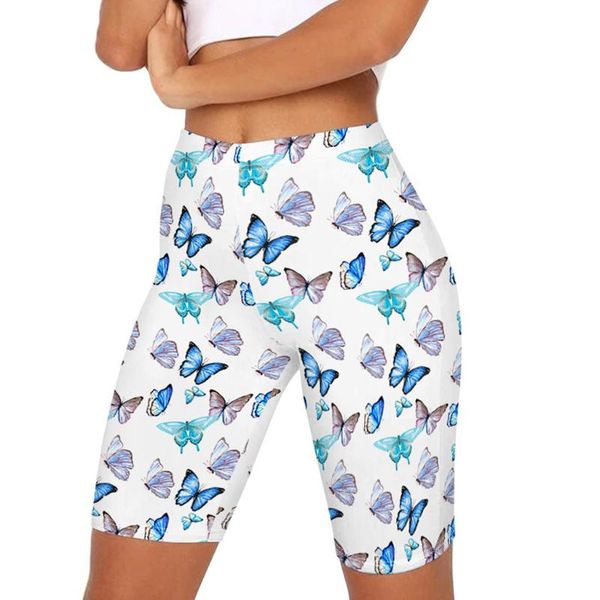 

womail casual highstreet butterfly cow print skinny short legging summer modern lady hip sports high waist shorts riding legging, White;black