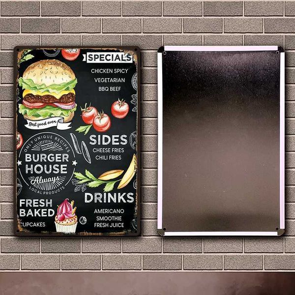 

drink coffee beer bagel food burger house tin metal sign home decor bar wall art painting 20*30 cm size jt-68