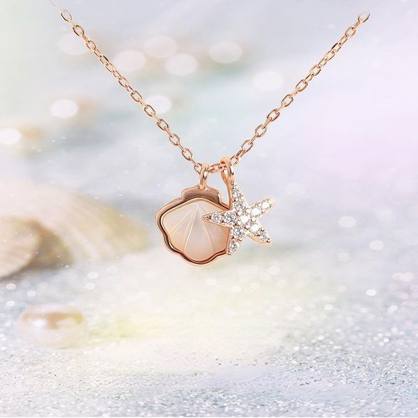 

pendant necklaces exquisite women's clavicle chains necklace starfish shell shape for girls female jewelry fashion accessories, Silver