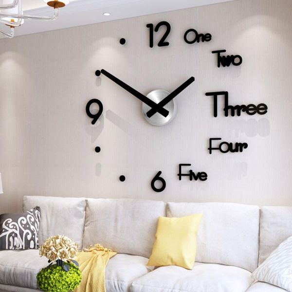 

diy digital wall clock 3d sticker modern design large silent clock home office decor wall watch for living room decoration