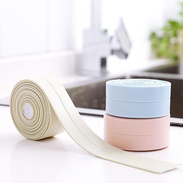 

bath accessory set pvc adhesive tape durable use 1 roll kitchen bathroom wall sealing gadgets waterproof mold proof clean sponge