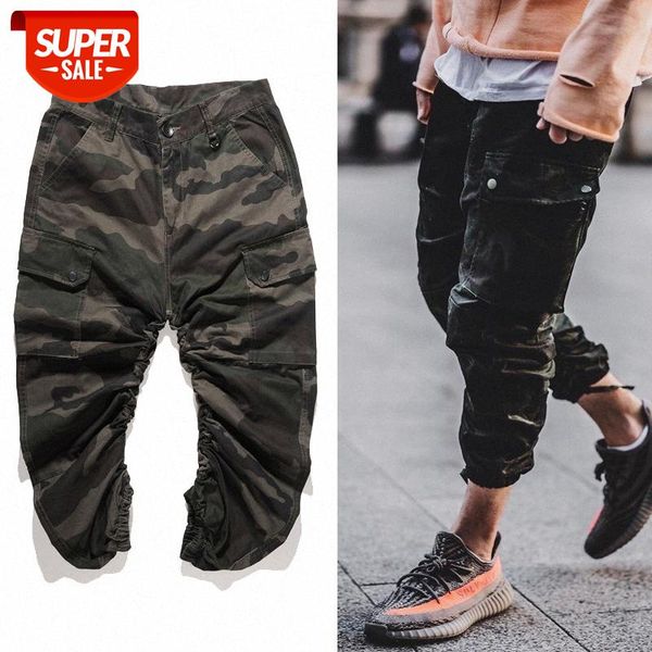 

men's casual pants camouflage overalls with scimitar rubber band men #3y7q, Black