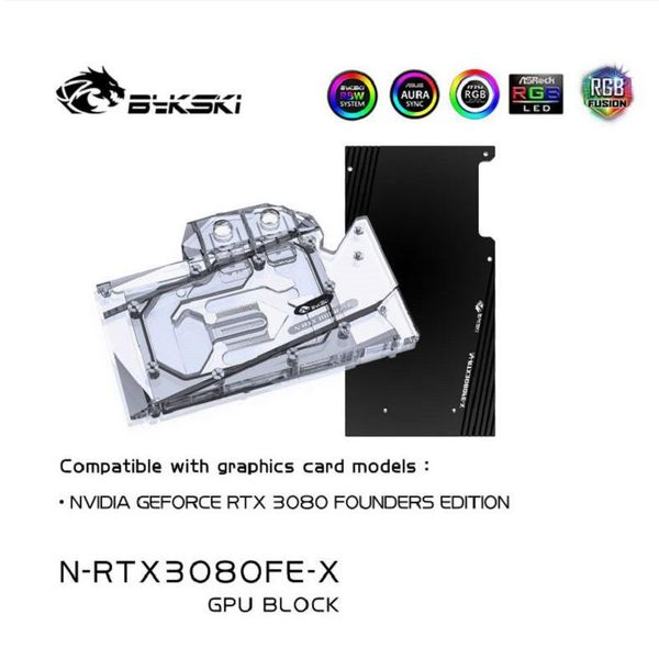 

bykski n-rtx3080fe-x pc water cooling radiator gpu cooler video graphics card water block for nvidia rtx3080 with backplane