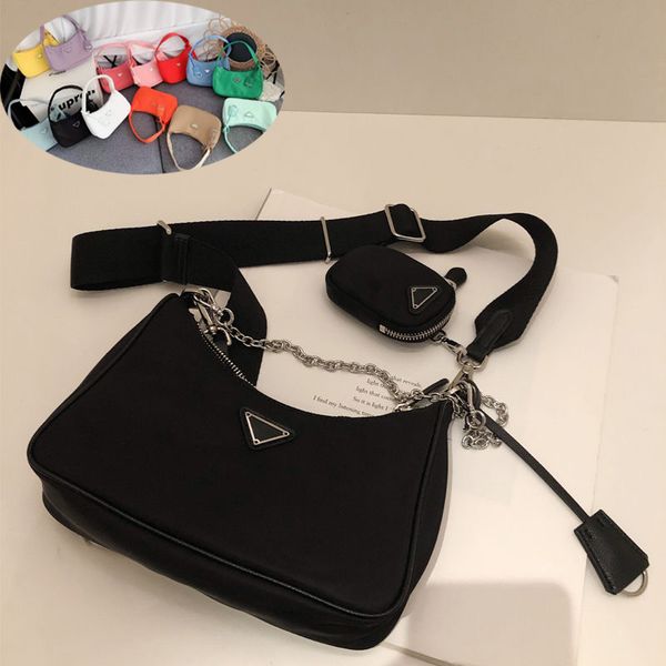 

women fashion black nylon shoulder messenger bag for womens handbag hobo designer with mini pocket luxury brand female crossbody quality