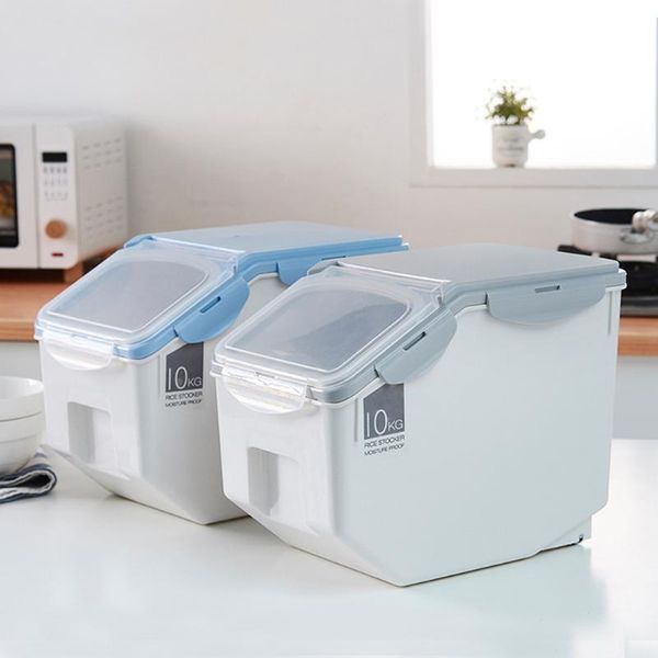 

storage bottles & jars for kitchen sealed food box 10kg plastic moisture-proof rice cereals beans container bucket canister keep
