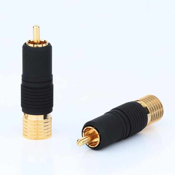 

smart power plugs 4pcs hi end gold plated brass screw locking nakamichi rca male plug audio speaker connector lockable adjustable