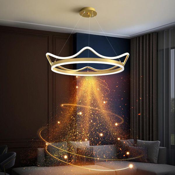 

pendant lamps living room lamp simple modern creative led crown girl children's bedroom chandelier
