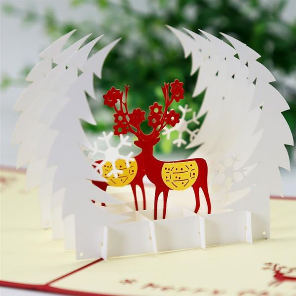 

greeting cards 1pc 3d christmas up beautiful card stereoscopic