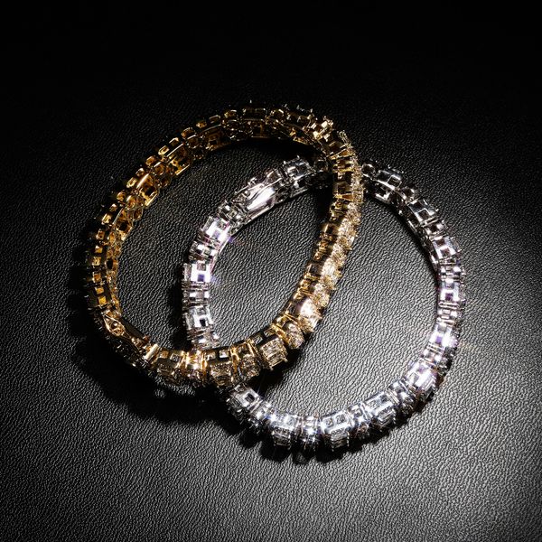 

new charm hip hop 10mm double row zircon round square short buttonhead iced out gold personality barcelets bangle bracelet b1205, Black