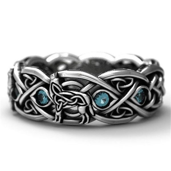 

wedding rings vintage male wolf ring 925 sterling silver cz cross party band for men fashion jewelry, Slivery;golden
