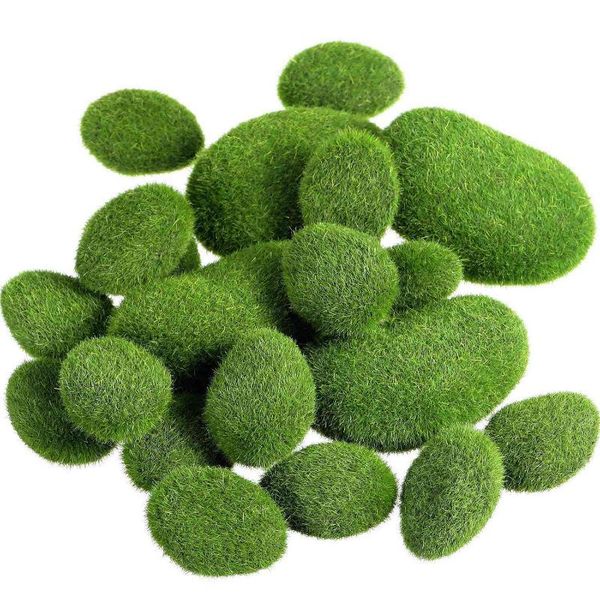 

garden decorations promotion 20 pieces 2 sizes green artificial moss rocks decorative faux covered stones