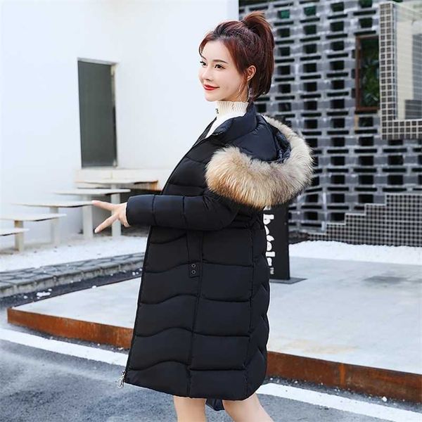 

new women winter jacket long padded clothing green thickening warm parkas snow wear stylish winter jacket female plus size 201211, Black