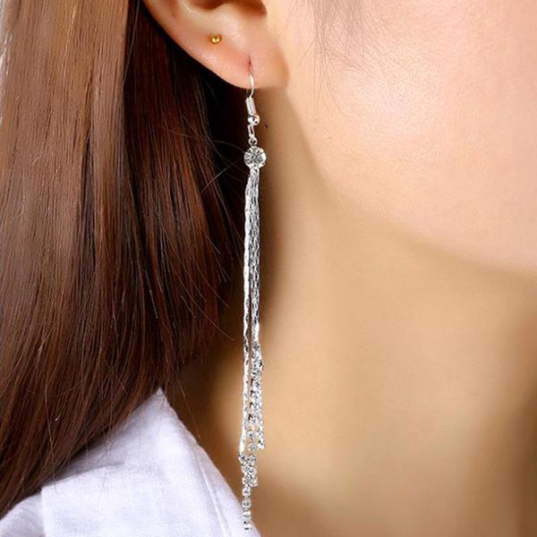 

luxury gold silver color metal long chain tassel drop earrings punk style women dangle earrings party jewelry 2021 new