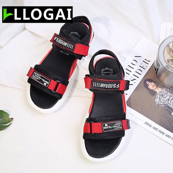 

llogai fashion new platform sandals women thick bottom comfortable hook loop summer shoes woman casual sandalias mujer, Black