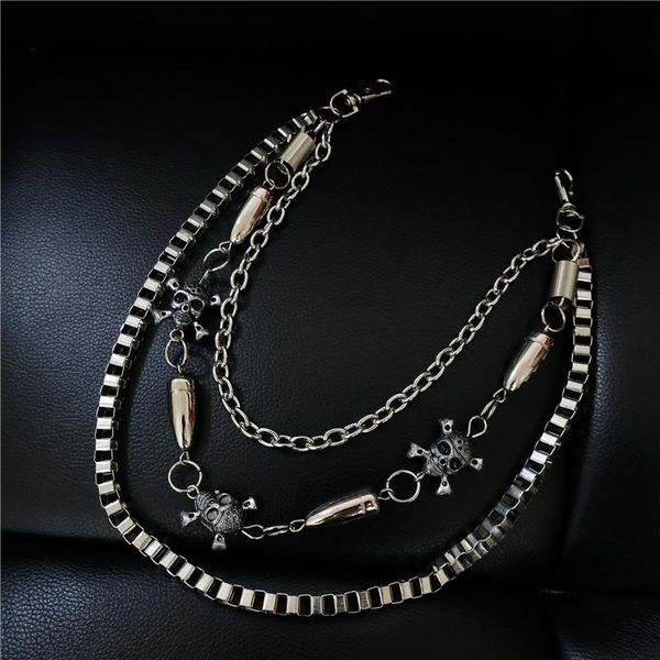 

keychains 2021 trend men and women pants chain punk tide people must double hoe metal waist, Silver