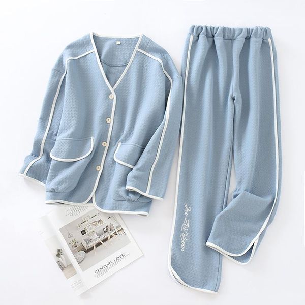 

new autumn and winter leisure women's long-sleeved trousers cotton thick air layer solid color warm simple pajamas set, Black;red