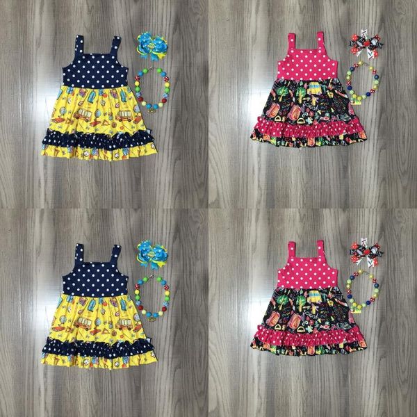 

girl's dresses girlymax summer back to school baby girls kids clothing milk silk dress knee length sunkissed short sleeve match accesso, Red;yellow