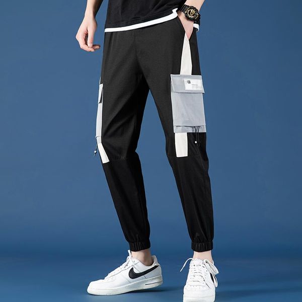 

men's pants overalls fashion brand spring korean cool corset casual, Black
