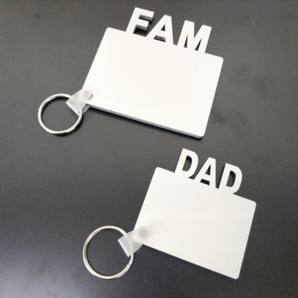 

blank mom dad family grad love keychains sublimation heat transfer p wooden diy keychains keyrings dropshipping, Silver
