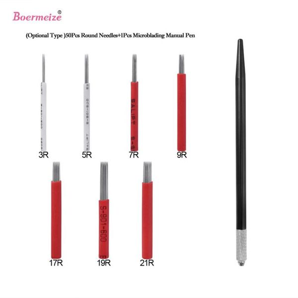 

tattoo needles eyeborw microblading fog semi permanent makeup blade shading 50pcs needle with 1pcs black eyebrow manual pen