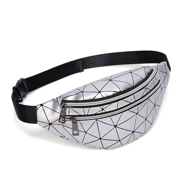

new fashion handbags classic delicate texture holographic waist bags women fanny belt pack geometric leather chest phone pouch