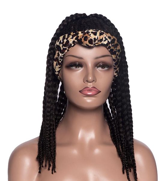 

synthetic wigs alizing short natural box braids with drawstring headband wig 2 in 1 hair for black women