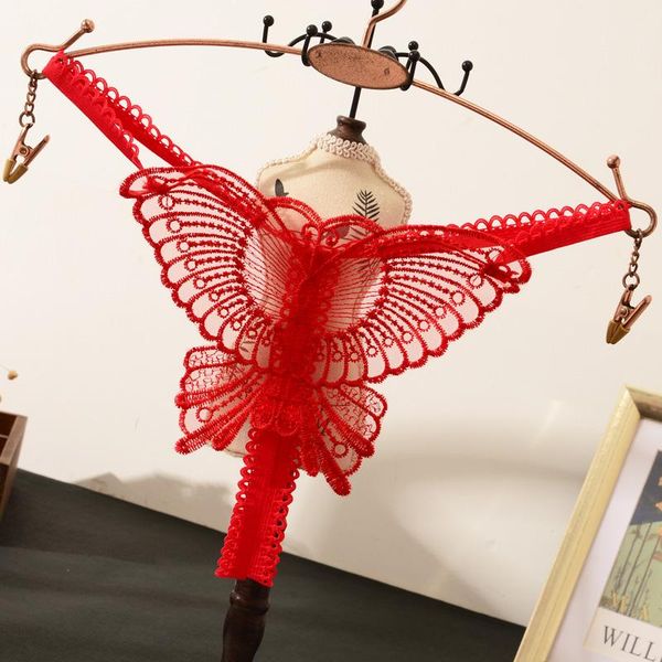 

women's panties women lingerie open crotch butterfly g-string thongs female exotic transparent underwear, Black;pink