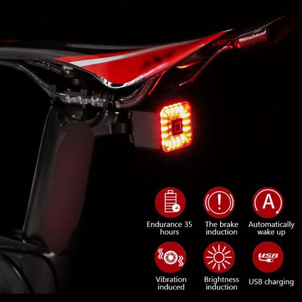 

bike lights bicycle intelligent brake tail lamp usb chargings high light mountain road riding security warning mtb