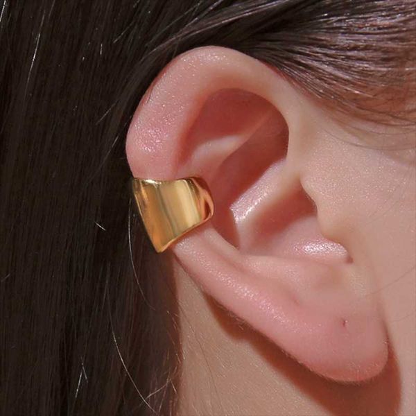 

clip-on & screw back 1pc vintage metal polished clip earring for women geometric non pierced on earrings ear bone cuff earcuff kolczyki jewe, Silver