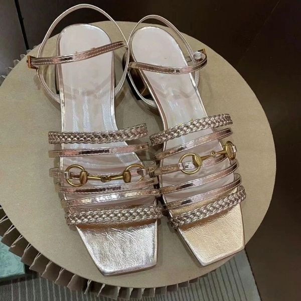 

2021 new mid-heel women's shoes fashion all-match square toe woven women's sandals high version mjk0001, Black