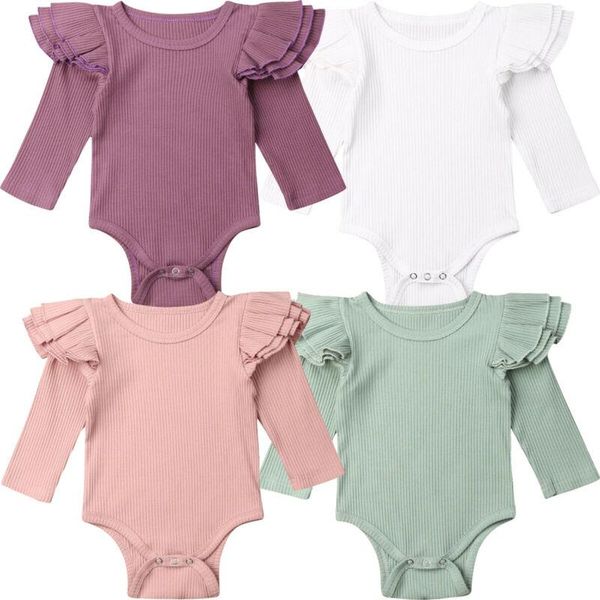 

rompers drop baby spring autumn clothing infant girls boys ruffles long sleeve bodysuit robbed solid jumpsuits outfits sets, Blue