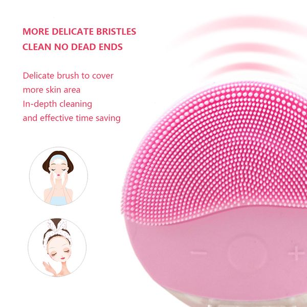 

mini electric face facial cleansing brush foreoing silicone sonic cleaner deep pore cleaning waterproof face scrubber usb