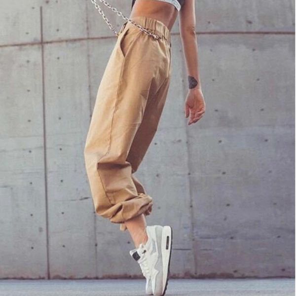 

women's pants & capris korea 2021 spring vintage patchwork joggers sweatpants harajuku woman trousers elastics loose high waist za2527, Black;white