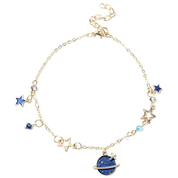 

link, chain galaxy star starry sky bracelet blue pink crystal charm romantic sailor moon planet bangle jewelry gift for women girl, Black