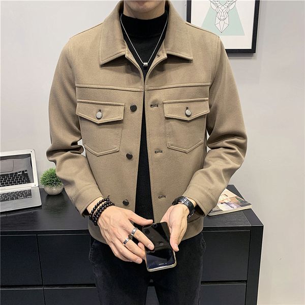 

black/khaki/grey fashion single front pockets breasted men's clothing 2021 turn down collar fine tuning casual jackets n2hu, Black;brown