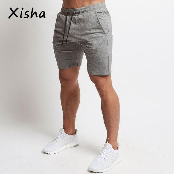 

2021 running shorts men solid cotton mens gym shorts quick drying fitness short pants sweatpants workout sport men, Black;blue