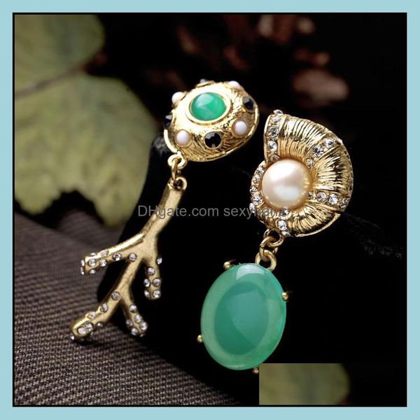 

charm earrings jewelry fashion antique gold color shining crystal stone different drop delivery 2021 u5myf, Golden