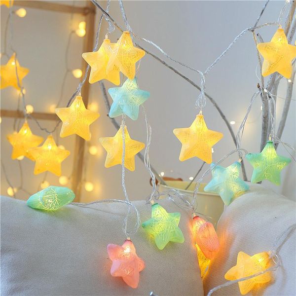 Strings 10/20 LED LED FAILY Crack Star String Lights 1.5m 3m Garland Christmas Lantern Outdoor Indoor Garden Wedding Decoration