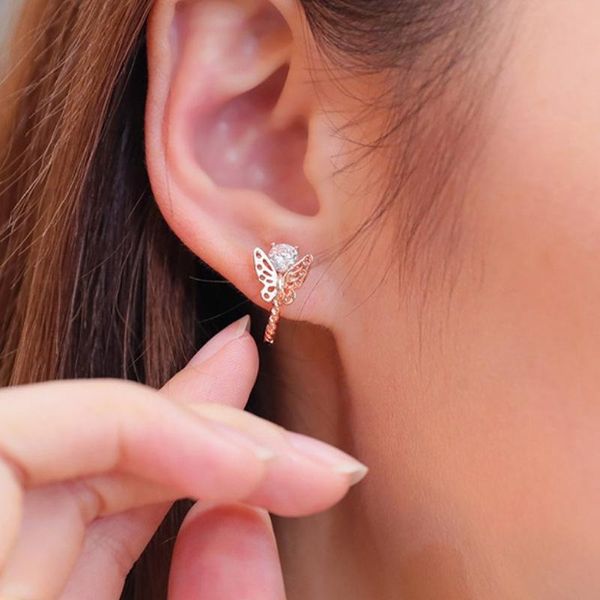 

hoop & huggie cute romantic small earrings for women hollow butterfly matte huggies tiny lovely earring stud trendy accessories gifts, Golden;silver