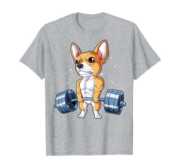 

chihuahua weightlifting funny deadlift men fitness gym gifts t-shirt, White;black